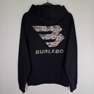 Burlebo Hoodie Mens Small Camo Logo Graphic Pullover Outdoors Hunter Soft NEW